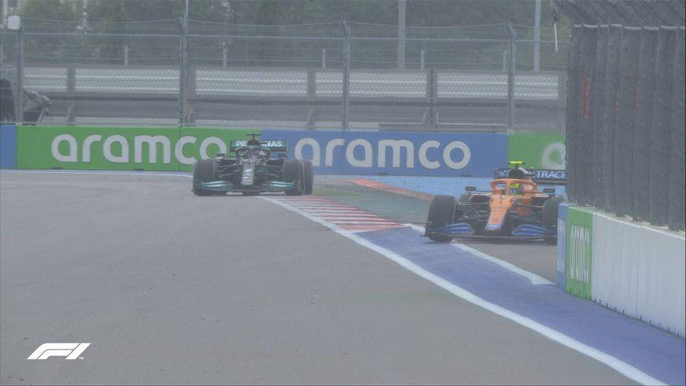 Norris saat melebar pada balapan GP Rusia (twitter.com/F1)