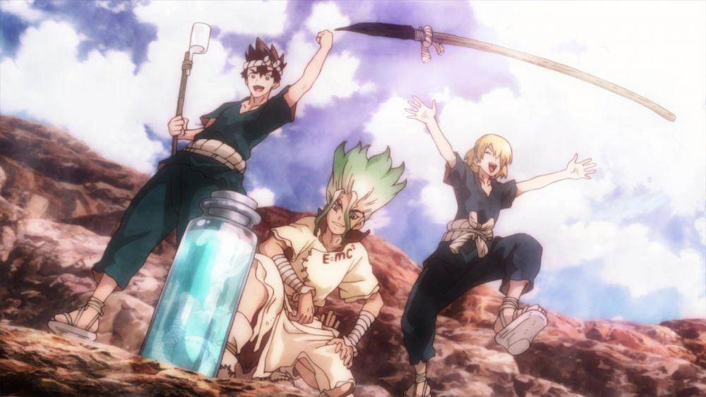 Senku berhasil mendapatkan asam sulfat. (dok. TMS Entertainment/Dr. Stone)