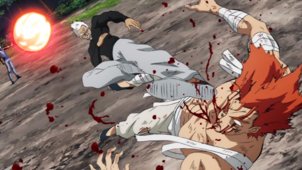 Bang menyerang Garou. (dok. Netflix/One Punch Man)