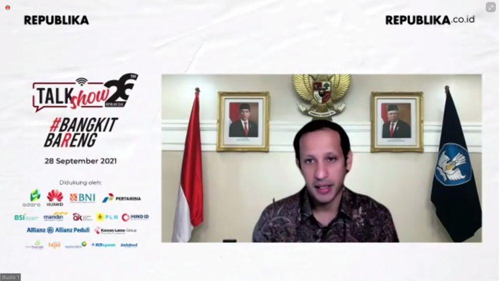 Mendikbudristek Nadiem Makarim dalam Talkshow Bangkit Bareng oleh REPUBLIKA. (youtube.com/REPUBLIKA Official)
