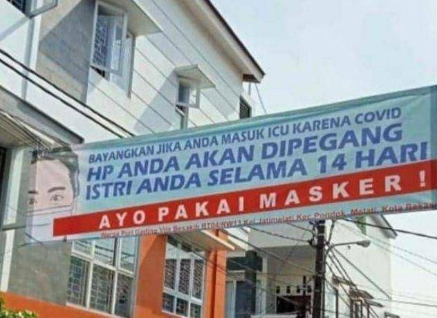 peringatan lucu di spanduk (instagram.com/wkwkland_real)