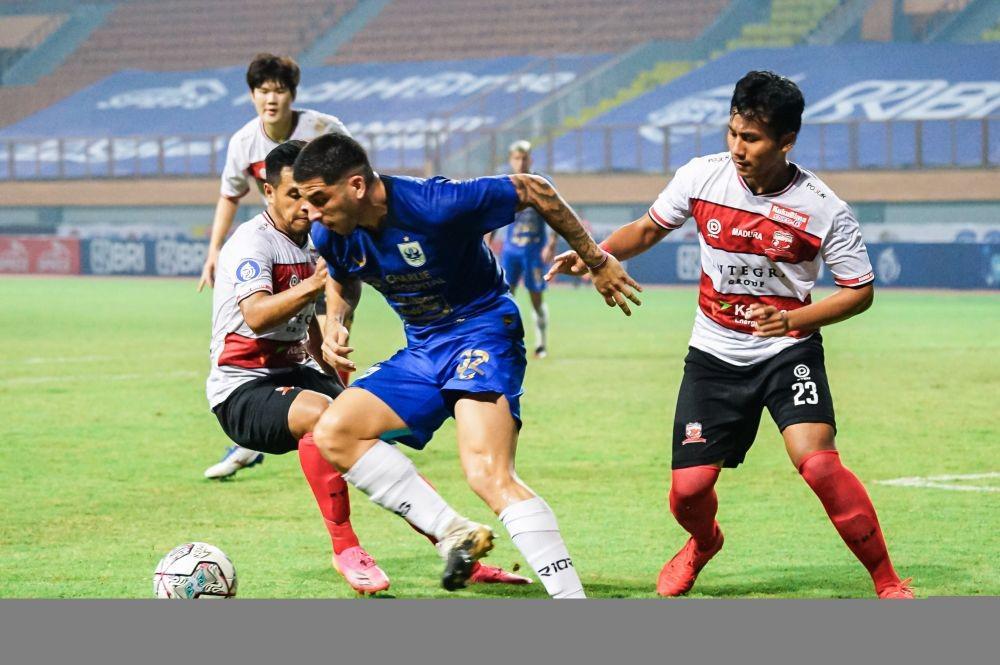Pertandingan PSIS Semarang melawan Madura United pada pekan kelima Liga 1 2021/2022 di Stadion Wibawa Mukti Cikarang, Rabu (29/9/2021). (Dok. PSIS Semarang)