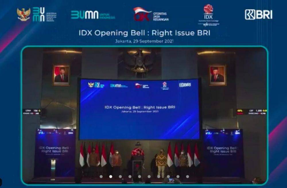 IDX Opening Bell Rights Issue BRI Rabu, 29 September 2021 (dok. Tangkapan Layar)