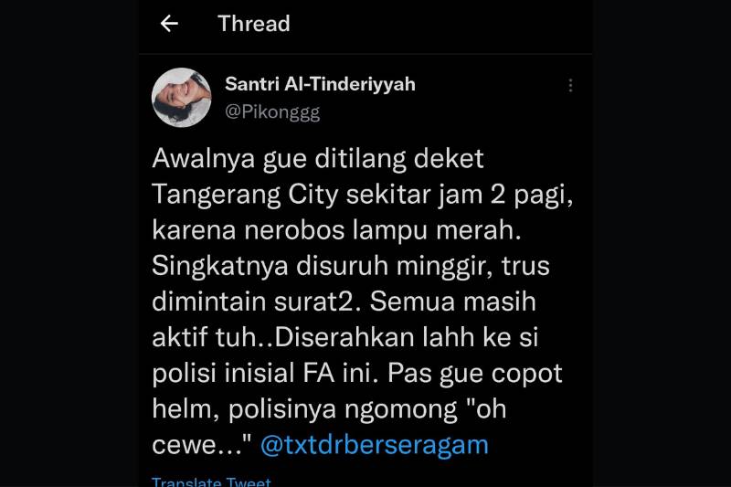 Viral cuitan seorang wanita digoda polisi saat ditilang. (twitter.com/Pikonggg)