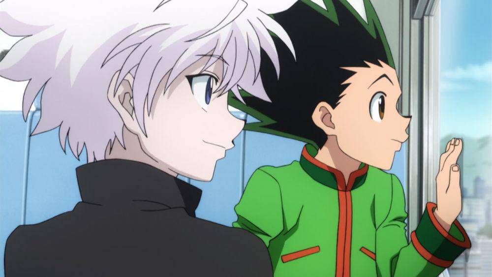 Killua dan Gon bepergian menggunakan Zeppelin. (dok. Studio Madhouse/Hunter x Hunter)