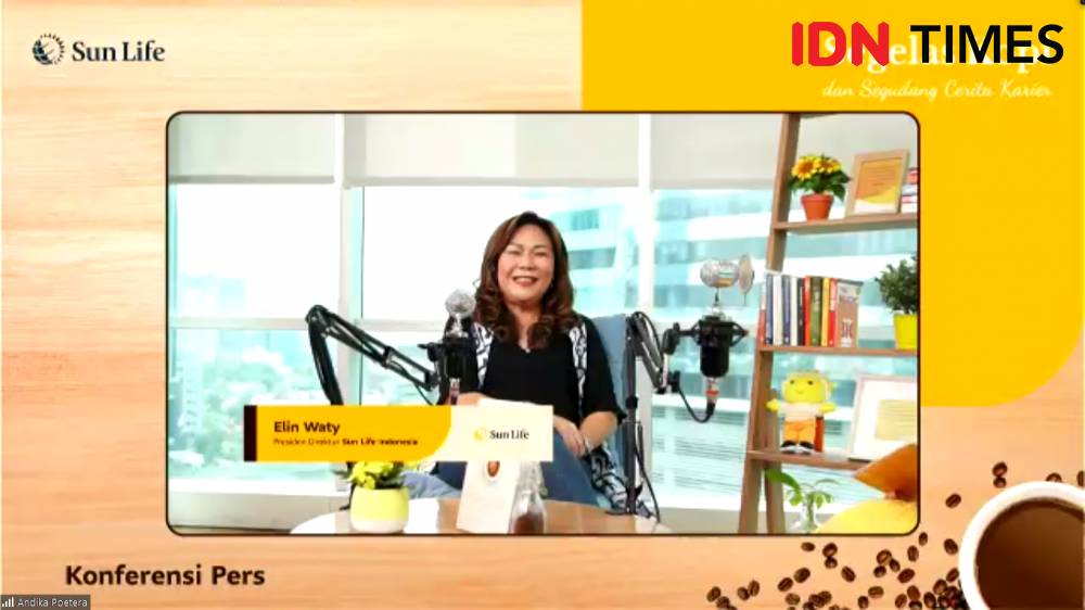 Elin Waty, Presiden Direktur Sun Life dalam Virtual Media Gathering bertajuk "Caring Leadership, Kunci Navigasi di Tengah Pandemi" yang diselenggarakan oleh Sun Life. 29 September 2021. (IDN Times/M. Tarmizi Murdianto)