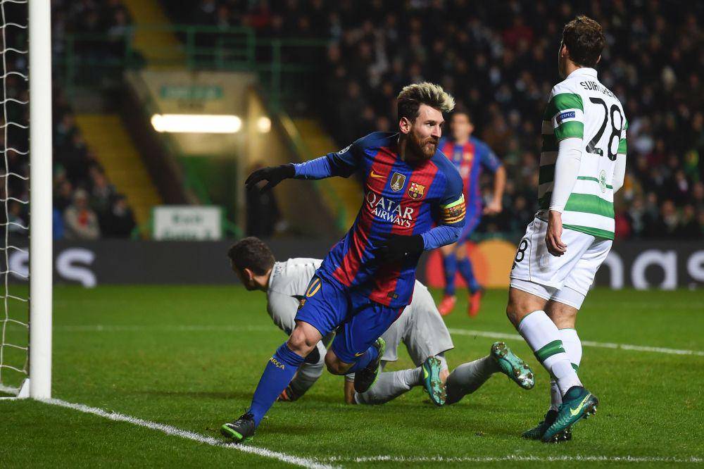 potret selebrasi gol Messi ke gawang Celtic (thecelticbhoys.com)