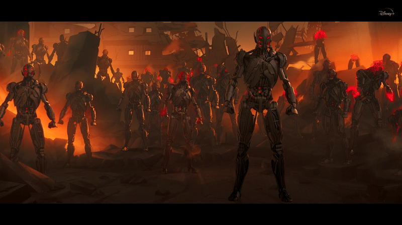 Pasukan Ultron di reruntuhan Bumi. Disney+ Hotstar/What If?