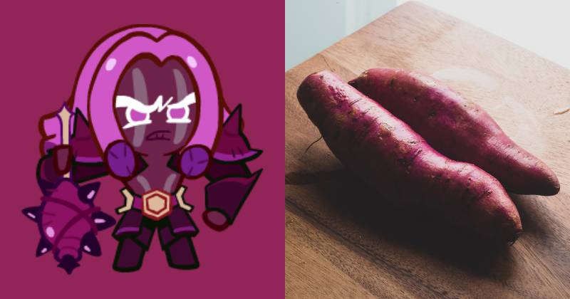 ilustrasi karakter Purple Yam Cookie (cookierun.fandom.com | unsplash.com/Louis Hansel)