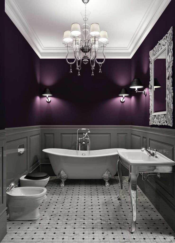 ilustrasi kamar mandi bernuansa ungu (homedecorbliss.com)