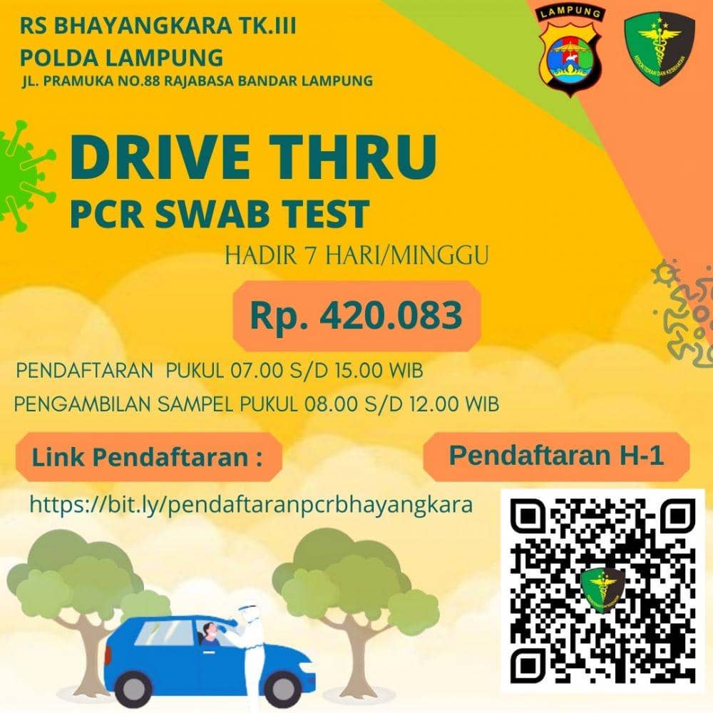 Polda Lampung membuka layanan Drive Thru Tes Swab RT-PCR COVID-19 kepala masyarakat umum. (IDN Times/Istimewa)