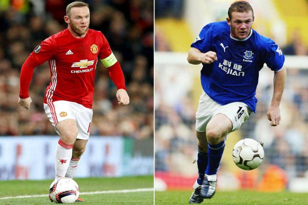 potret Wayne Rooney berseragam Manchester United dan Everton (thesun.co.uk)