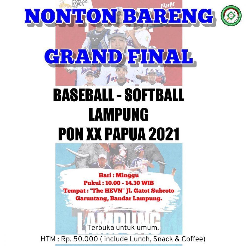 Nobar tim softball dan baseball Lampung ajang PON Papua. (instagram.com/perbasasilampung).