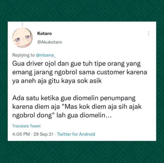 curhat random naik ojol (twitter.com/akukotaro)
