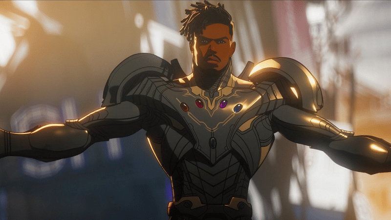 Killmonger dengan armor Ultron. (Disney+ Hotstar/What If?)