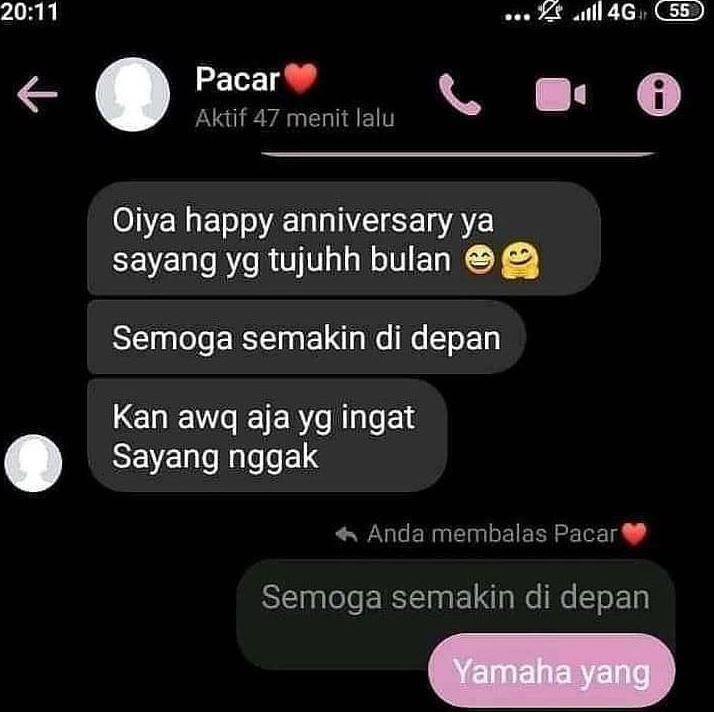 chat dikerjain pacar (instagram.com/fun.idn)