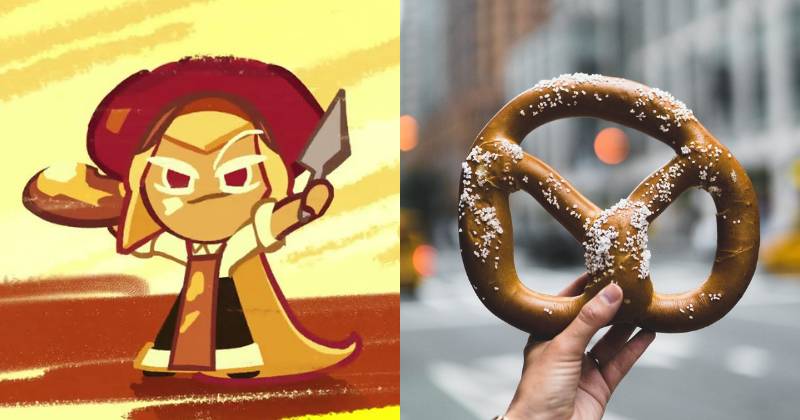 ilustrasi Butter Pretzel Cookie (youtube.com/Cookie Run) | ilustrasi pretzel (pexels.com/Taryn Elliott)