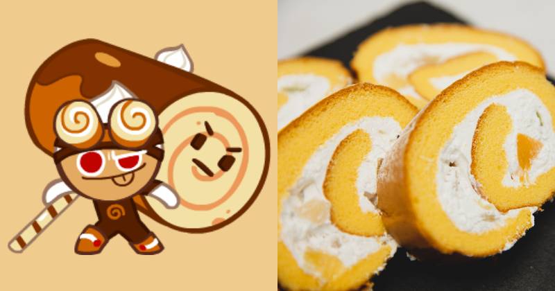 ilustrasi Roll Cake Cookie (cookierun.fandom.com) | ilustrasi bolu gulung (pexels.com/Ryutaro Tsukata)
