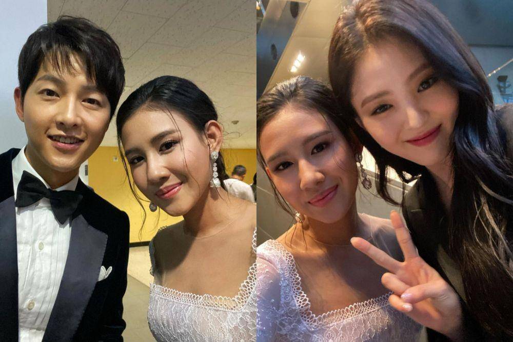Shenina Cinnamon bersama Song Joong Ki dan Han Soo Hee (instagram.com/shenacinnamon)