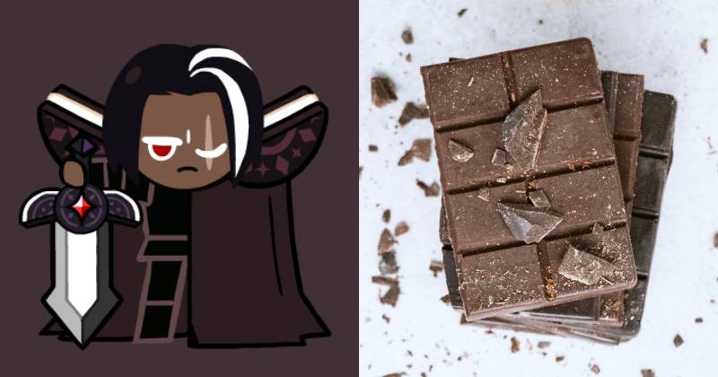 ilustrasi Dark Choco Cookie (cookierun.fandom.com) | ilustrasi cokelat hitam (unsplash.com/Tetiana Bykovets)