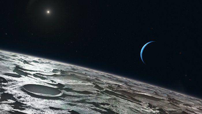 ilustrasi tampak permukaan Triton Credit: ESO/L. Calçada (eso.org)