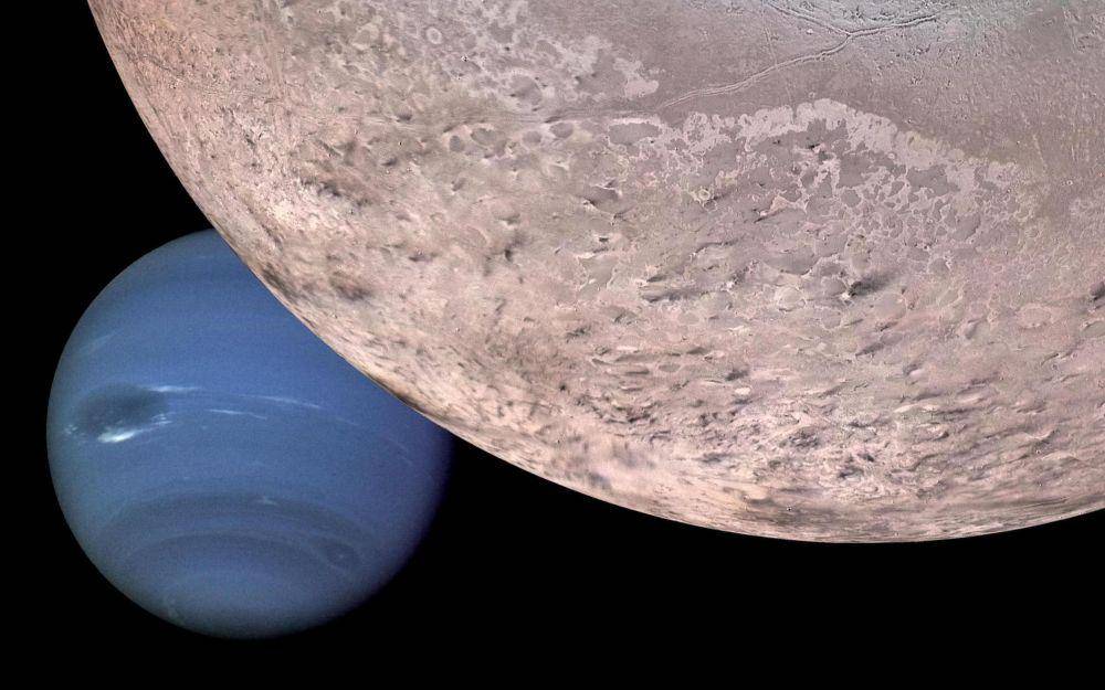 ilustrasi planet Neptunus jika dilihat dari Triton (aasnova.org)