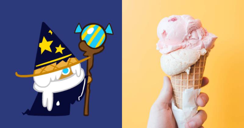 ilustrasi Wizard Cookie (cookierun.fandom.com) | ilustrasi es krim (unsplash.com/ian dooley)