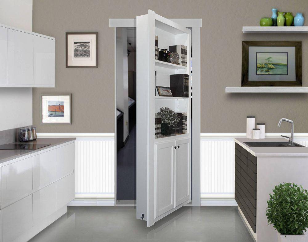 ilustrasi pintu tersembunyi di balik furniture (houzz.com)
