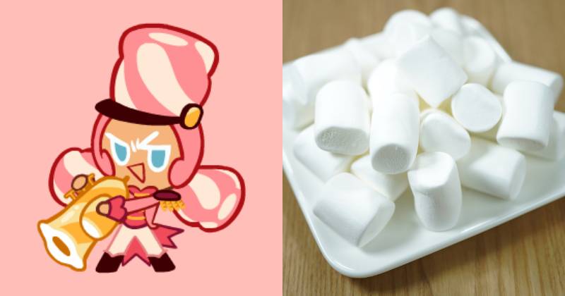 ilustrasi Marshmallow Cookie (cookierun.fandom.com) | ilustrasi marshmallow (unsplash.com/FLY:D)