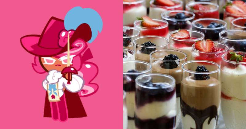 ilustrasi Raspberry Mousse Cookie (cookierun.fandom.com) | ilustrasi mousse (pixabay.com/Bru-nO)
