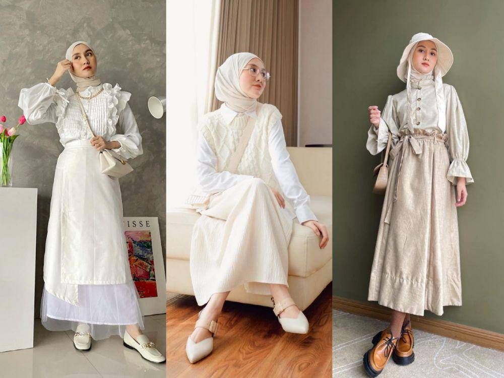 outfit nuansa warna ivory ala Inas Rana (instagram.com/inasrana)