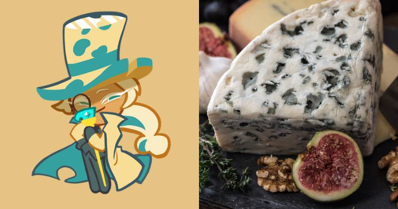 ilustrasi Roguefort Cookie (twitter.com/cookierunupdate) | ilustrasi keju Roquefort (unsplash.com/Jez Timms)