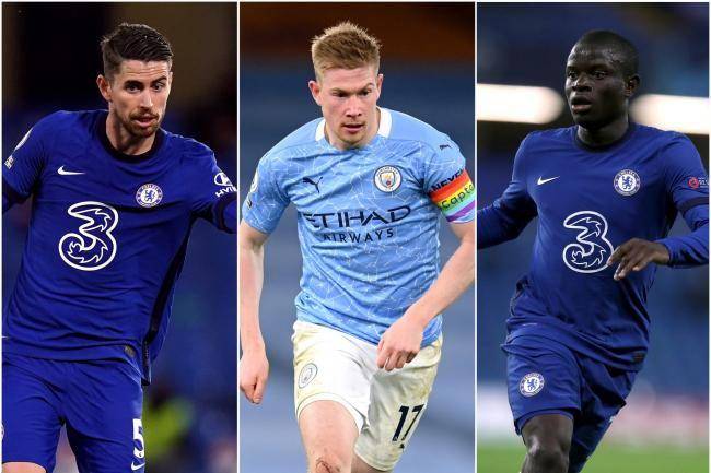potret Jorginho, Kevin De Bruyne, dan Kante (heraldseries.co.uk)