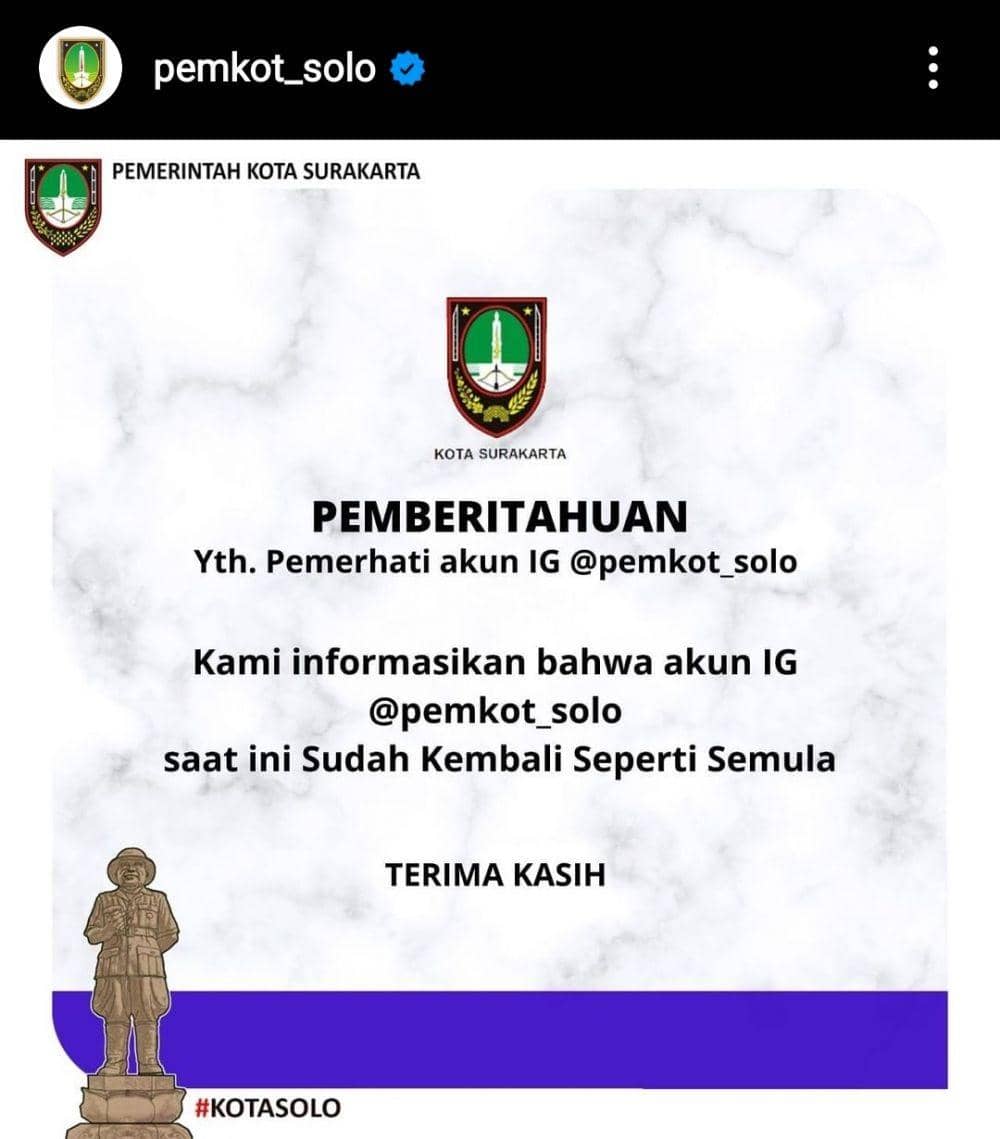 Akun Instagram @pemkot_solo.