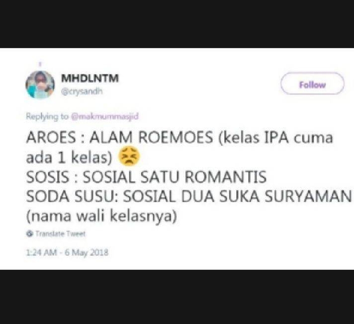 singkatan lucu jaman sekolah (twitter.com/mhdlntm)