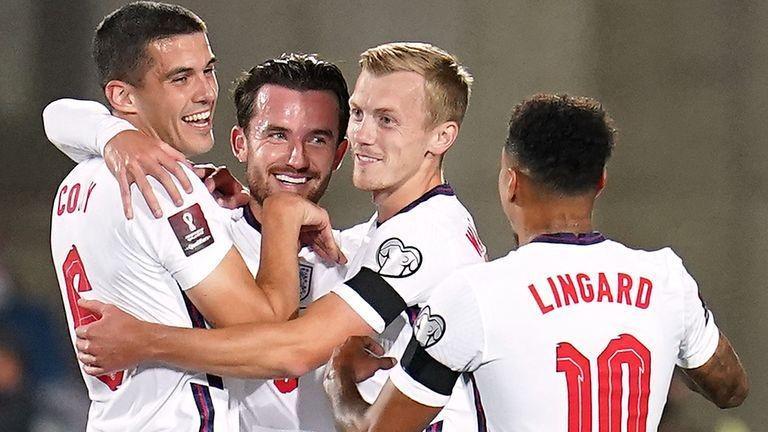 Ben Chilwell bersama Conor Coady, James Ward-Prowse, dan Jesse Lingard. (skysports.com)