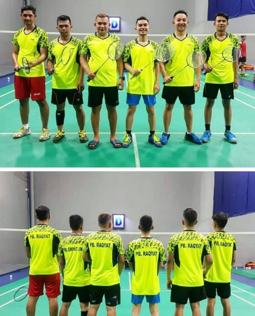 Arya Saloka bermain badminton (instagram.com/aricoboy16)
