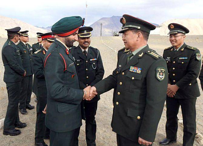 Pertemuan militer India dan China pada Minggu (10/10/2021). (Twitter.com/Defence Nation)