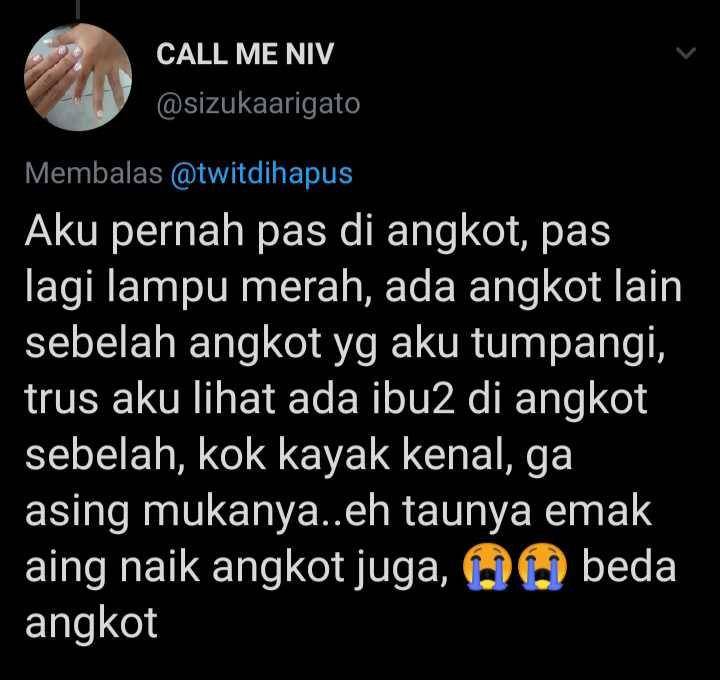 kejadian lucu di angkot (twitter.com/sizukaarigato)