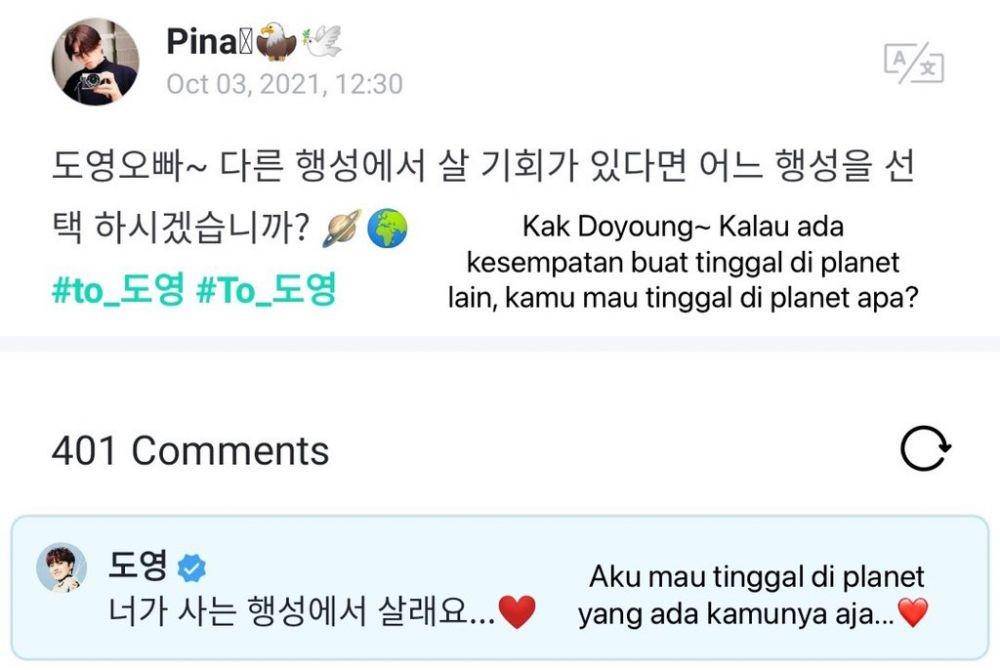 Tangkapan layar unggahan Doyoung Treasure (weverse.io/treasure)
