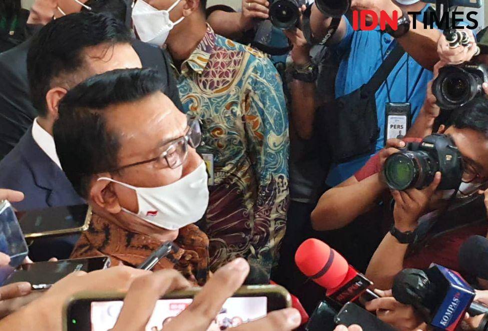 Kepala Staf Kepresidenan Moeldoko di Bareskrim Polri, Selasa (12/10/2021). (IDN Times/Irfan Fathurohman)