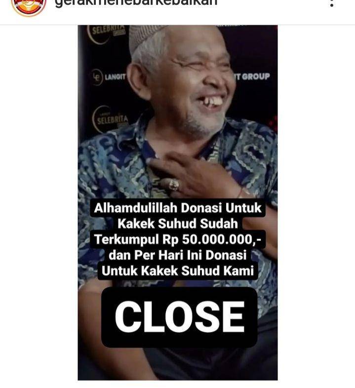 Kakek Suhud/Instagram Yayasan Gerak Kebaikan