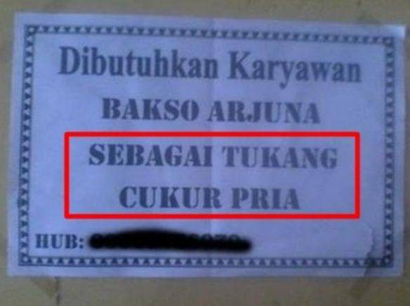 tulisan lowongan kerja nyeleneh (instagram.com/lambeonlen)