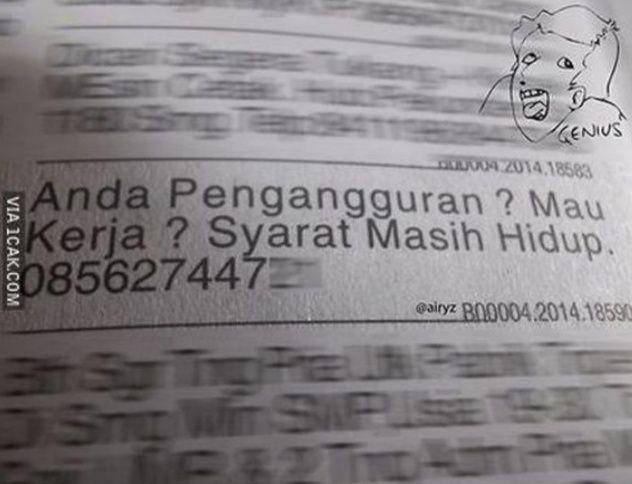 tulisan lowongan kerja nyeleneh (1cak.com)