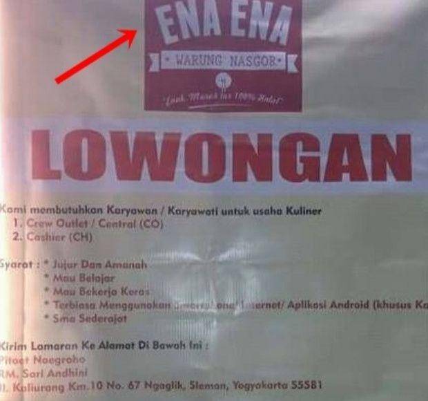 tulisan lowongan kerja nyeleneh (instagram.com/sukijan)