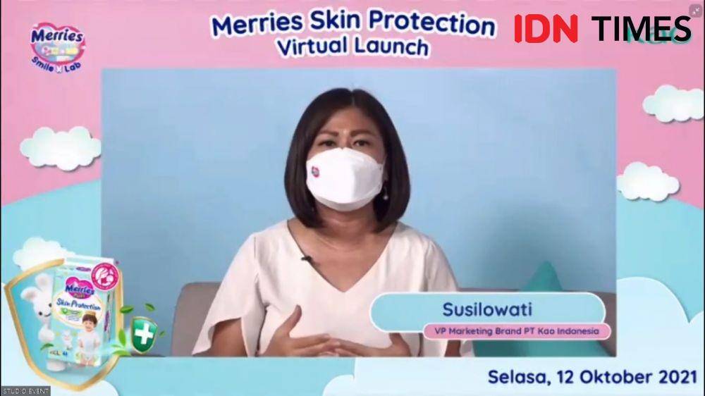 Virtual Press Launch Merries Skin Protection. Selasa (12/10/2021). (IDN Times/Annisa Nisrina)