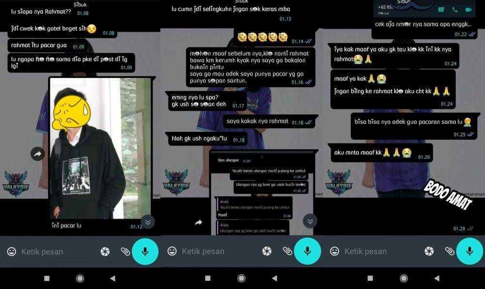 chat salah labrak (twitter.com/satpamnyachika)