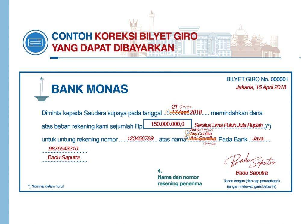 ilustrasi bilyet giro (Dok. Bank Indonesia)