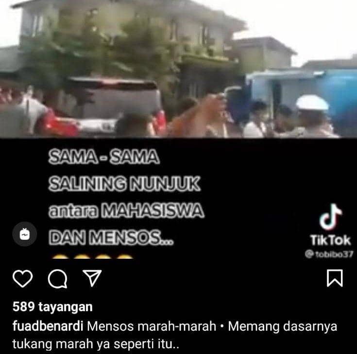 Unggahan Instagram Fuad tentang Risma. Instagram.com/fuadbernardi