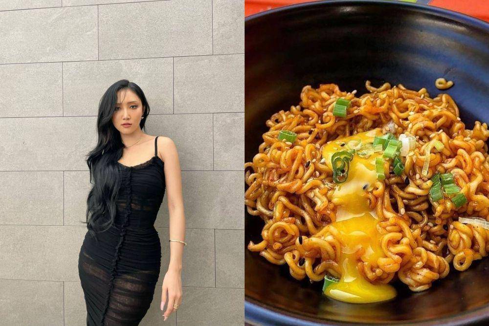 Hwasa dan ilustrasi ramen (instagram.com/_mariahwasa | instagram.com/liftingnoodlehouston)